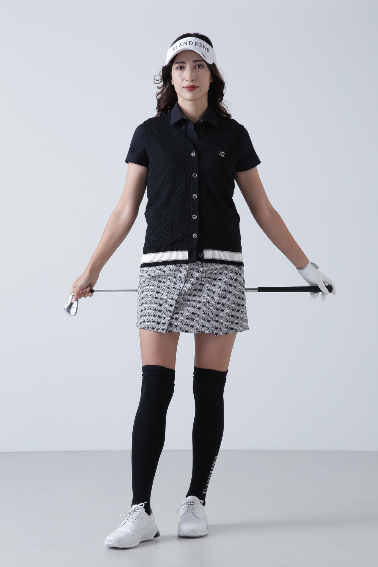 セントアンドリュース ポロシャツ スカート セット 黒 白 M L セント