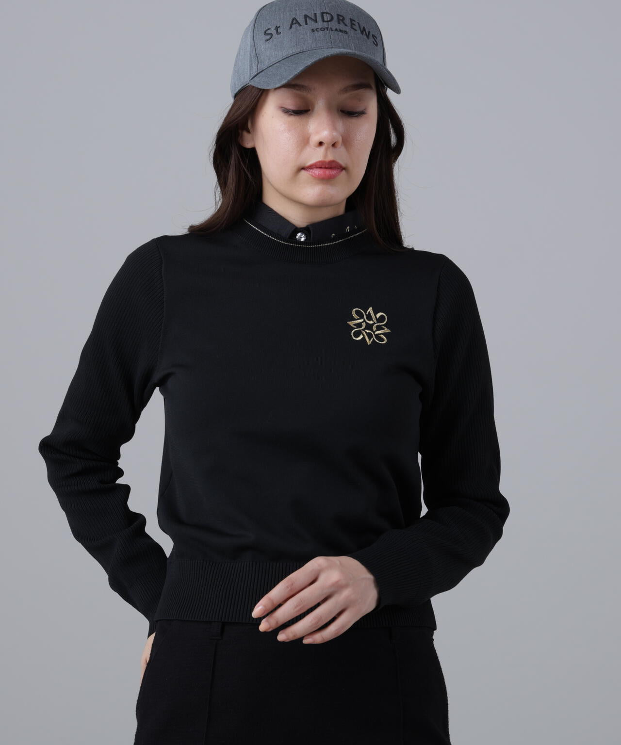 14G天竺×リブ クルーネックニットプルオーバー (WOMENS) | St ANDREWS