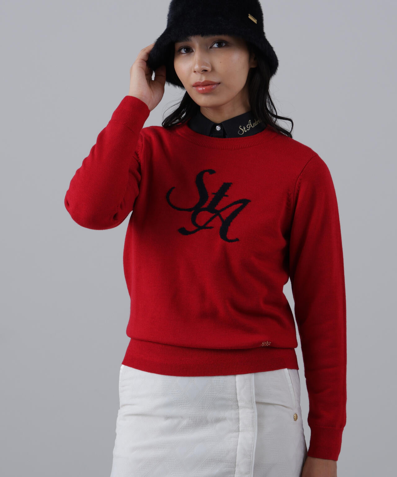 ST ANDREWS セントアンドリュース ケーブルニット セーター 赤 未使用