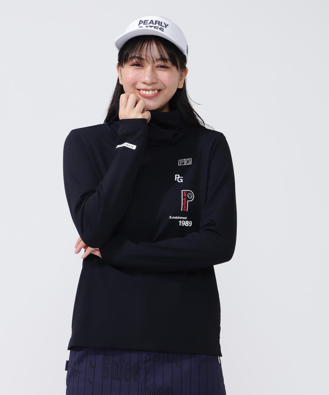 未使用 タグ付 パーリーゲイツ 長袖ジップPGロゴセーター 5 L 紺