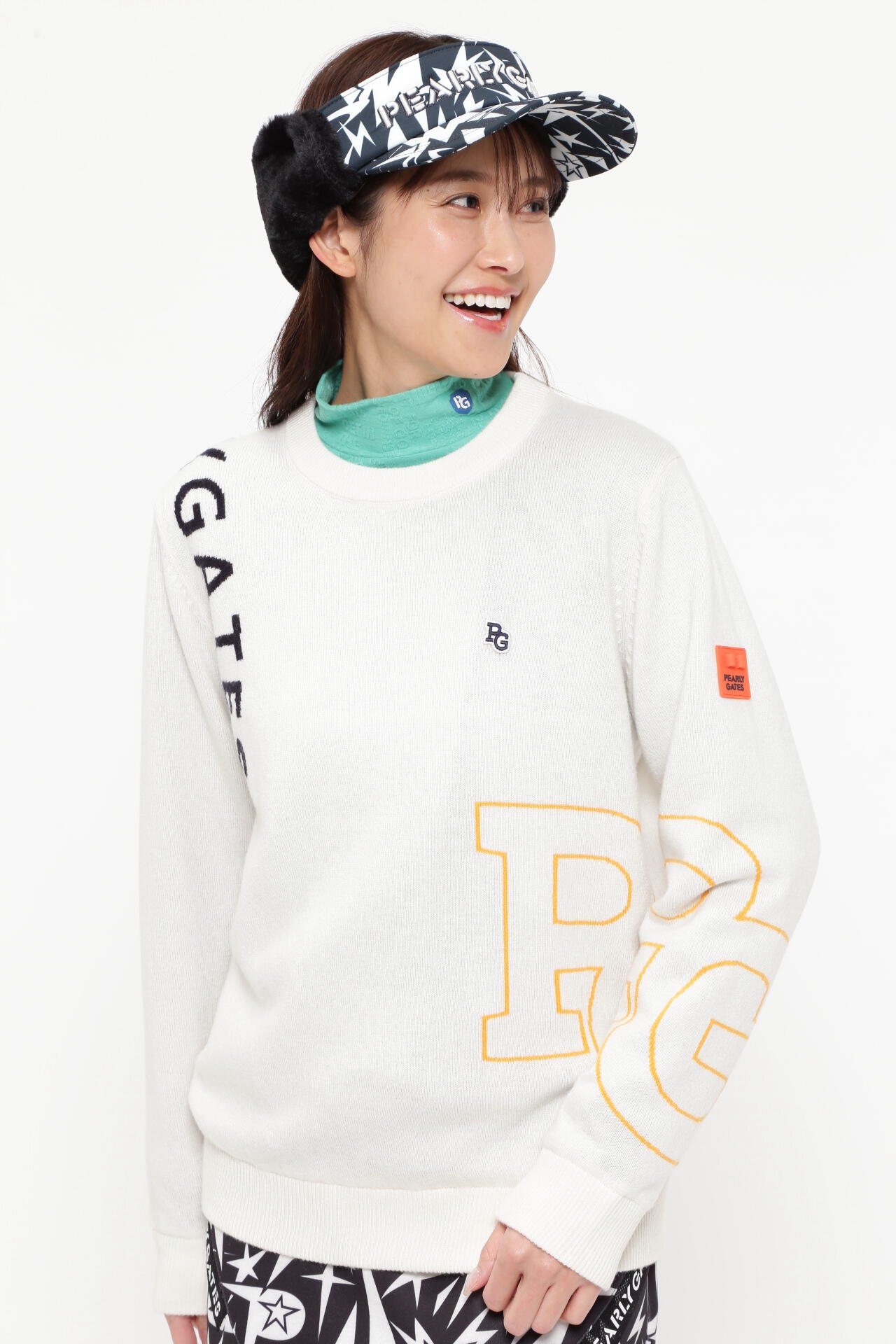 482 パーリーゲイツ カシミヤタッチ ニットプルオーバー カモドット 5