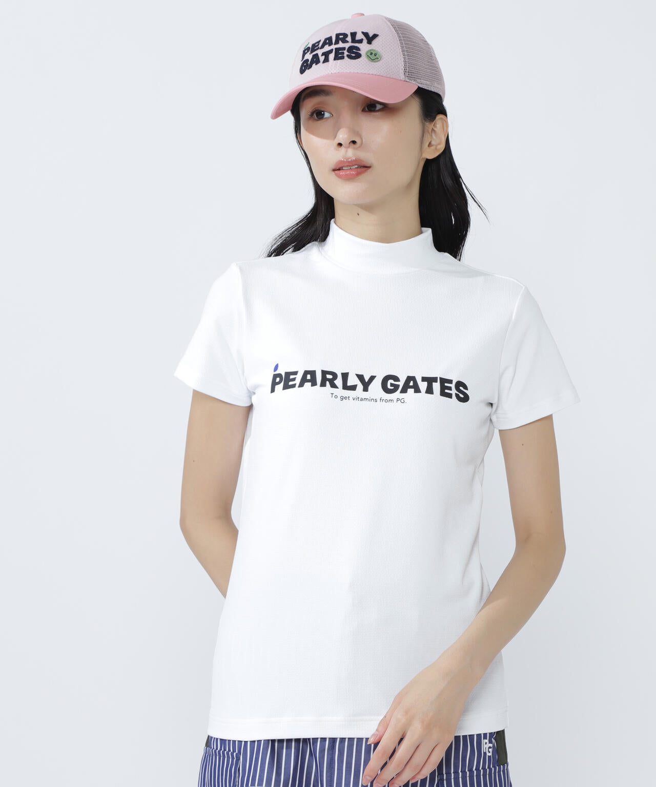 ベア疑似メッシュ半袖モックネックカットソー | PEARLY GATES