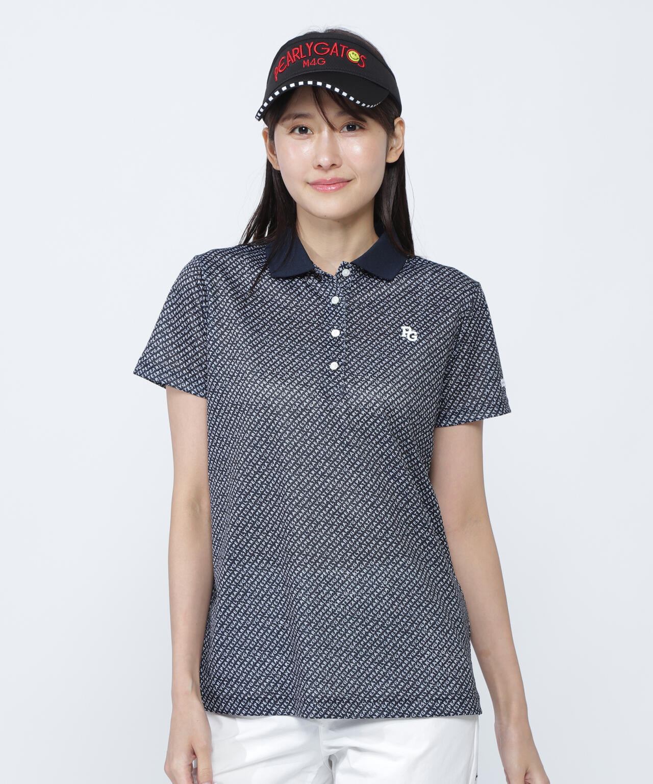 KAZEメッシュ半袖ポロシャツ ＜ロゴバイヤスボーダー柄＞ | PEARLY