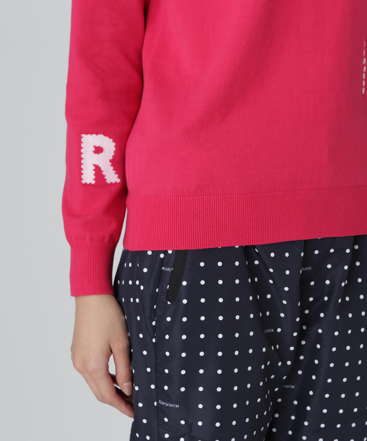 12G部分ジャガードカシミヤタッチコットンハイネックニットプル