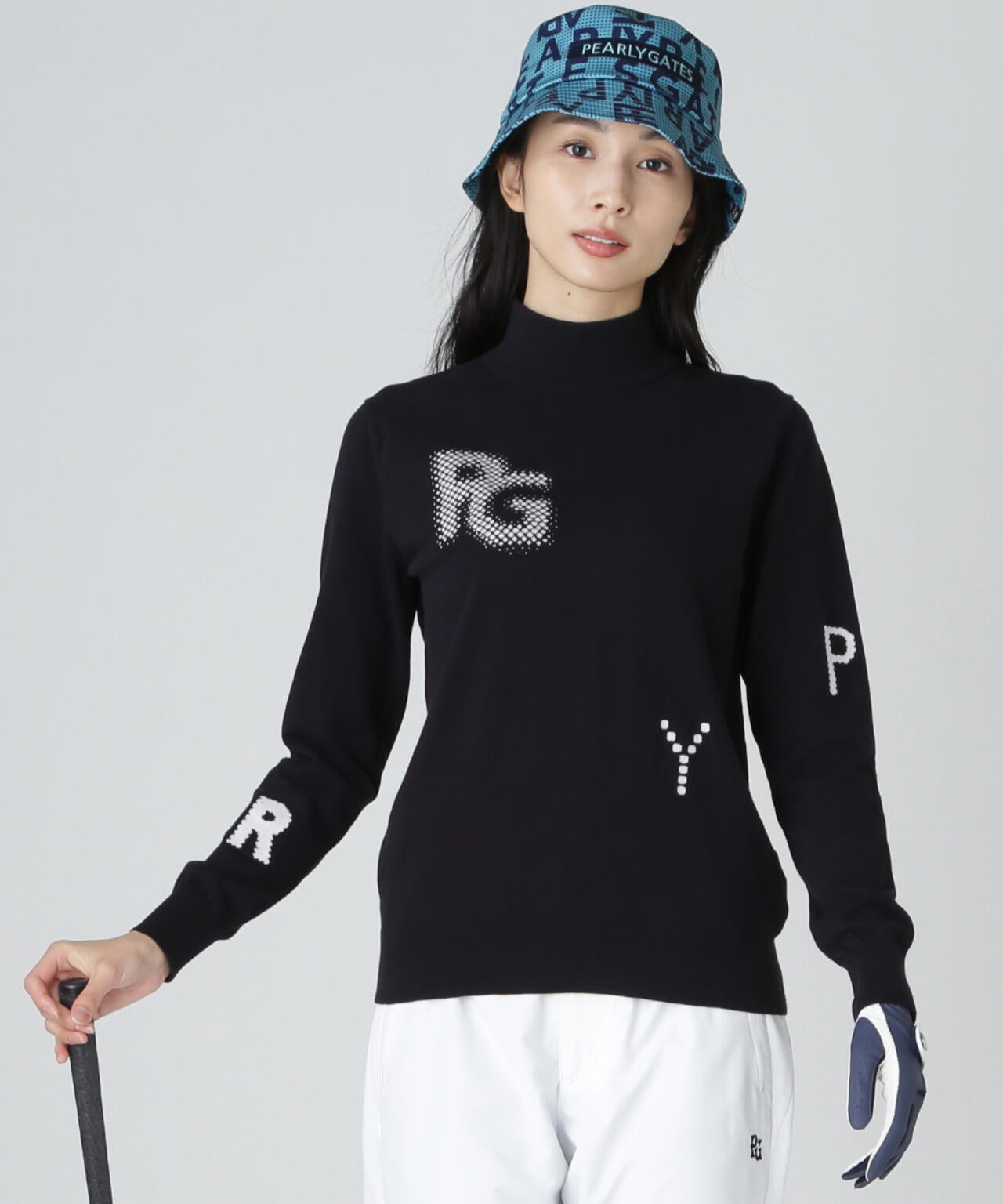 12G部分ジャガードカシミヤタッチコットンハイネックニットプル