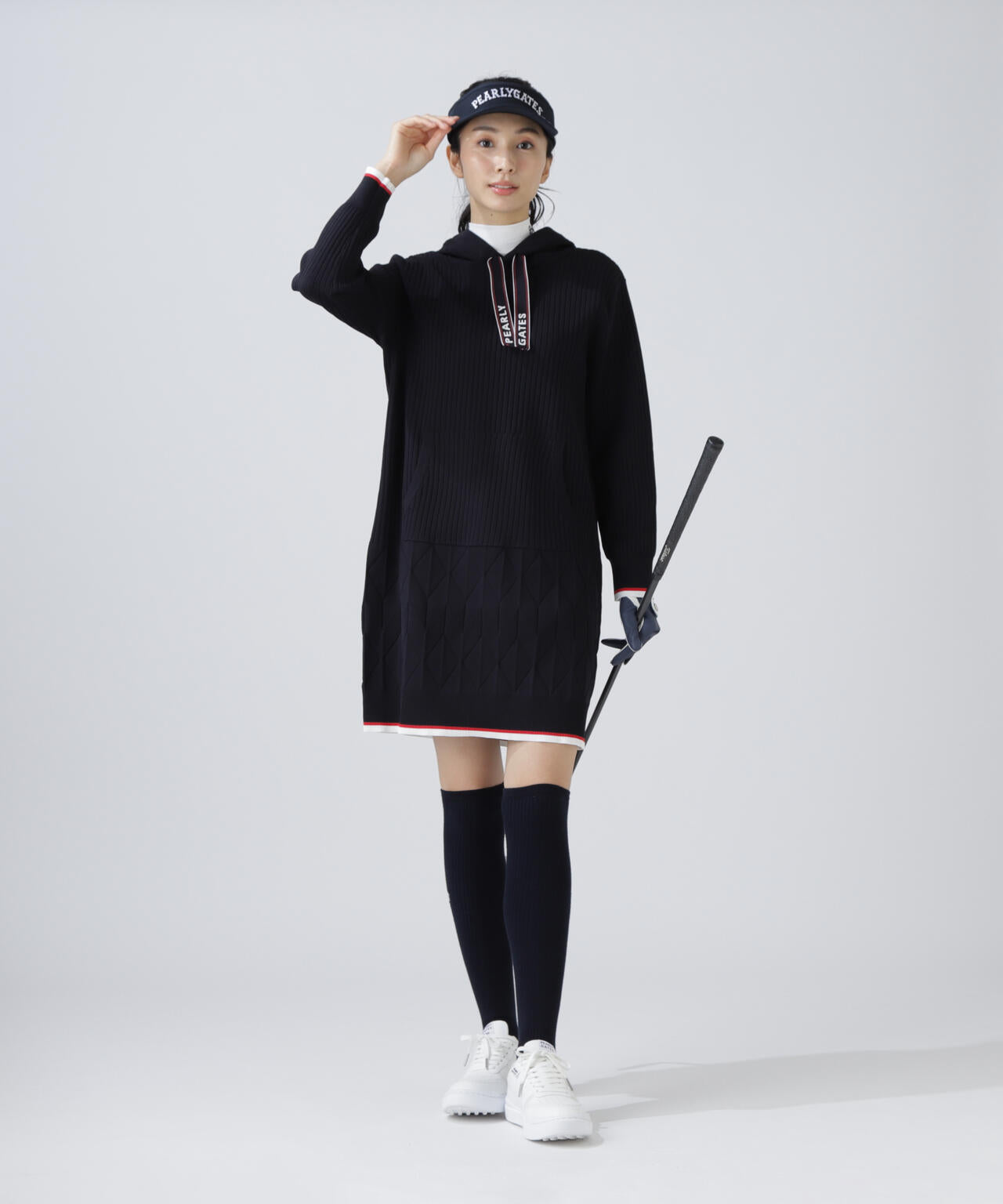 ポリエステルヤーンmmフーディニットワンピース | PEARLY GATES