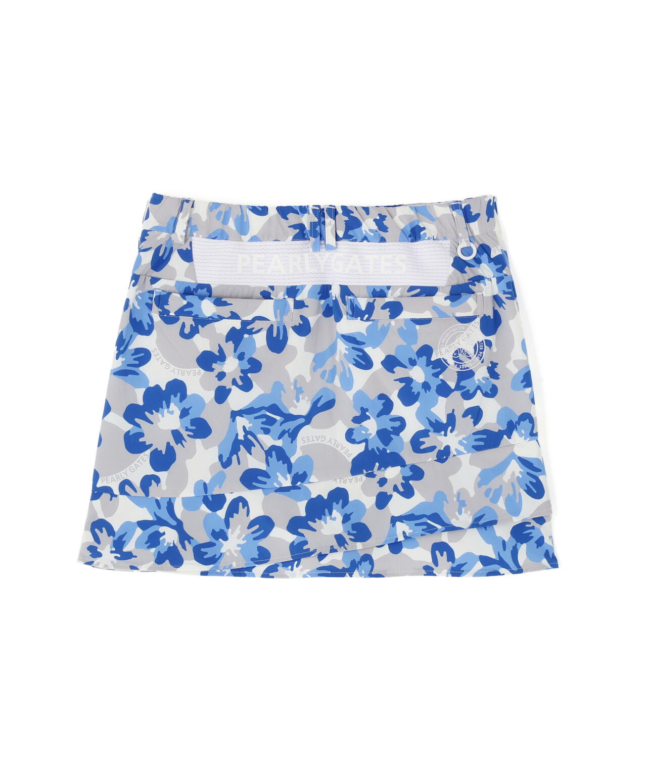 Peストレッチドビー中綿スカート ＜ラフ花ロゴ小柄＞ | PEARLY GATES