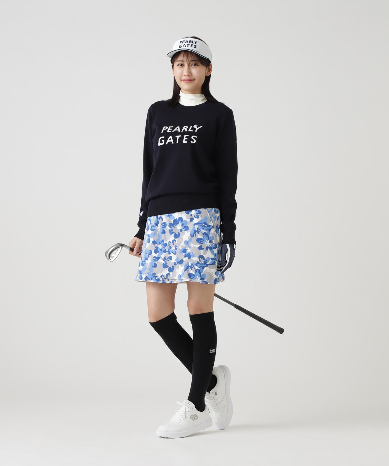 12G天竺×インターシャ クルーネックニットプルオーバー | PEARLY GATES