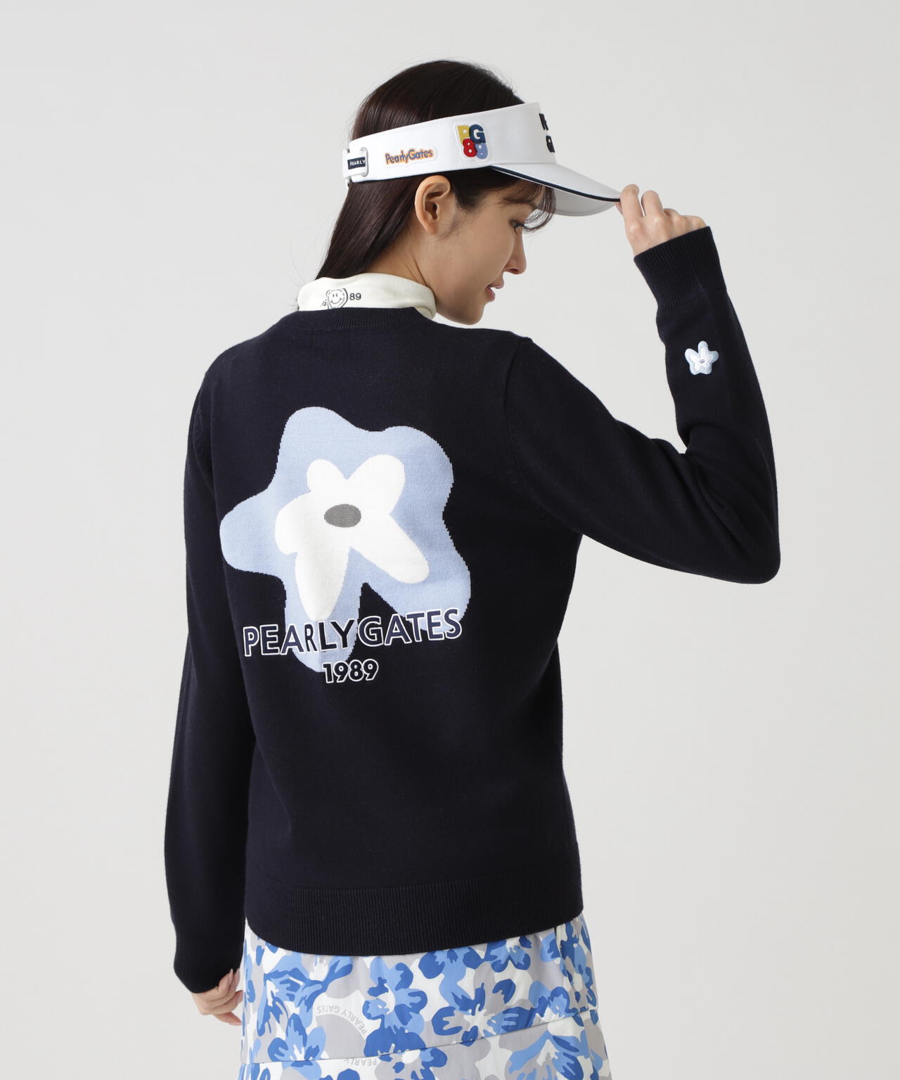 12G天竺×インターシャ クルーネックニットプルオーバー | PEARLY GATES