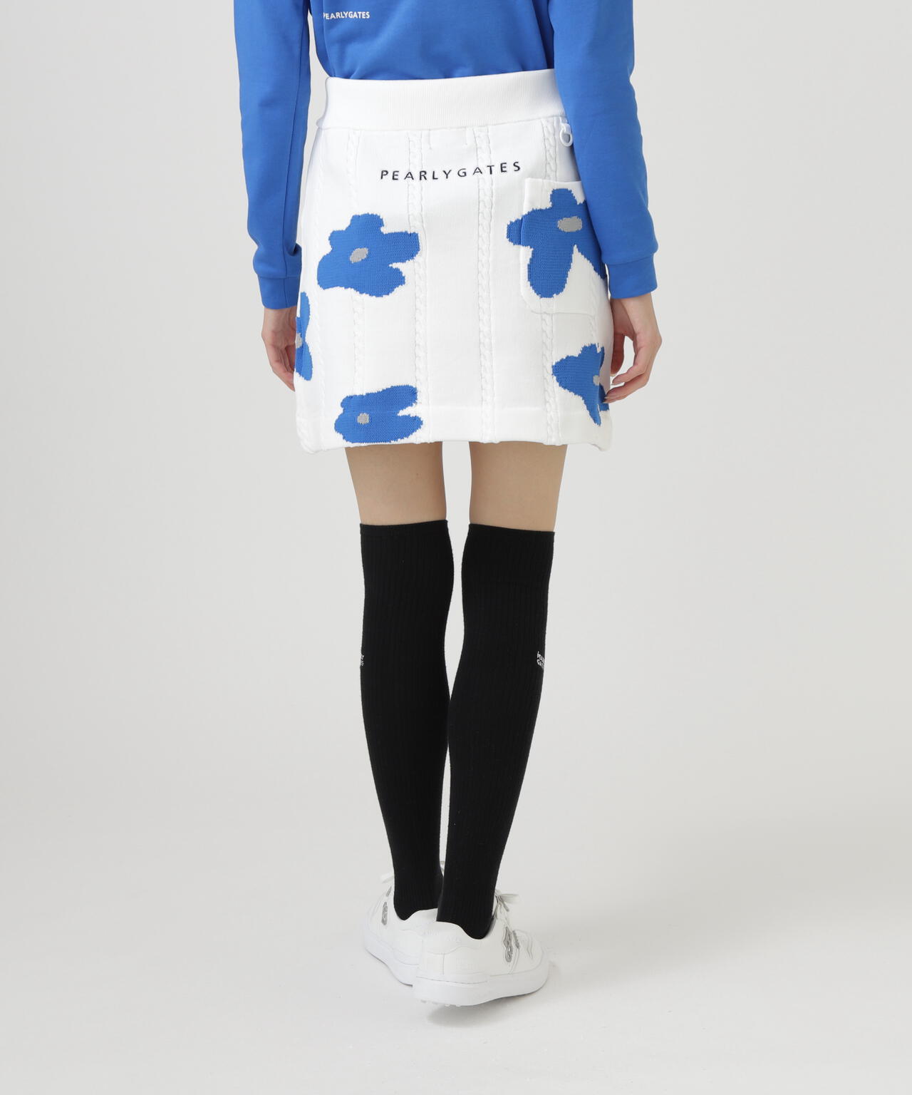 アラン柄×インターシャニットスカート ＜ランダム編みフラワー柄