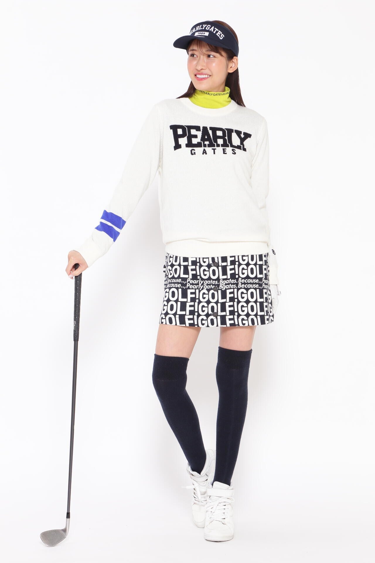 GOLF柄 (大) コットンストレッチカルゼ表ピーチ 5ポケットスカート