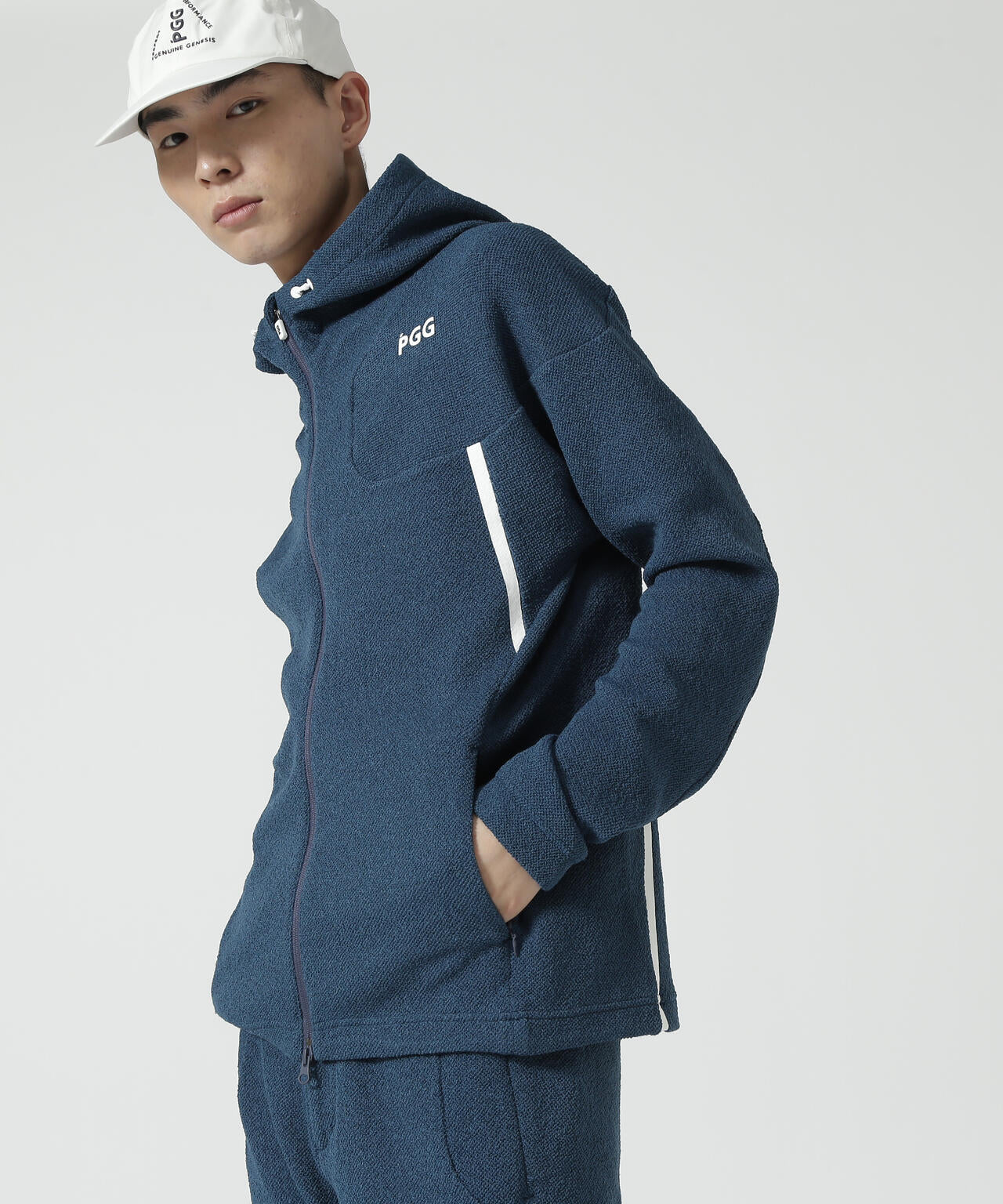 PGG】【直営店舗&公式オンライン限定】ストレッチデニットフルジップ