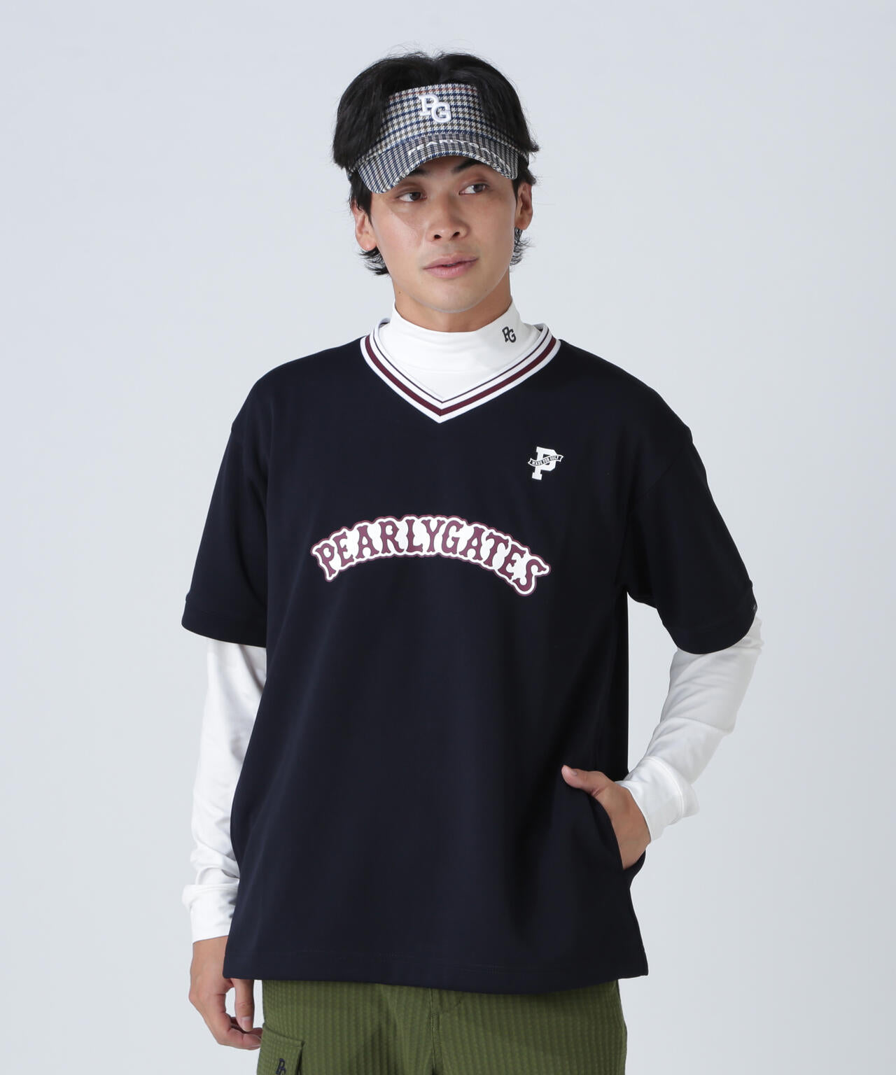 高通気ダブルフェイス半袖Vネックカットソー | PEARLY GATES（パーリー