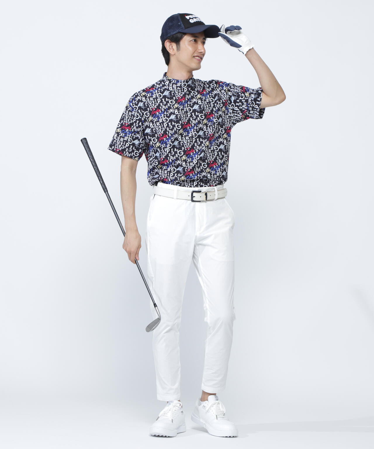 BALLくんロゴ総柄プリント半袖モックネックカットソー | PEARLY GATES