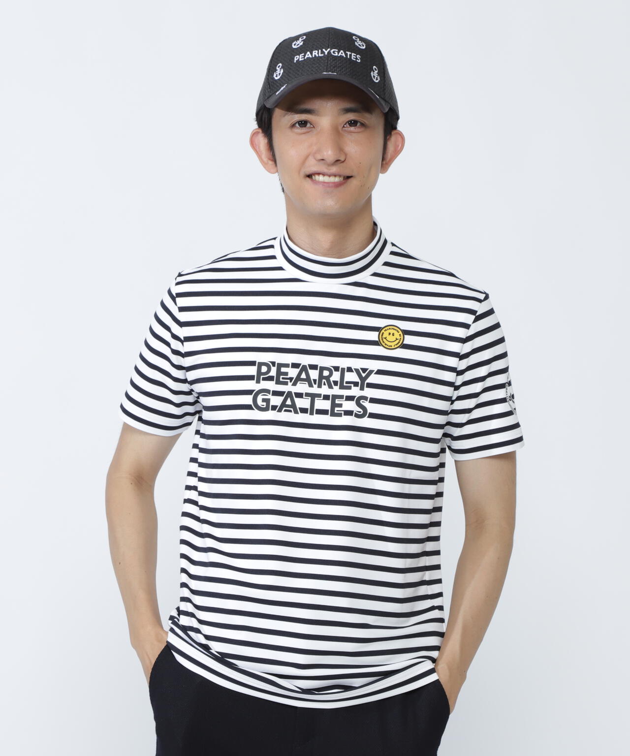 ボーダー柄 PG is PG ベアカノコ半袖ハイネックカットソー ＜ボーダー