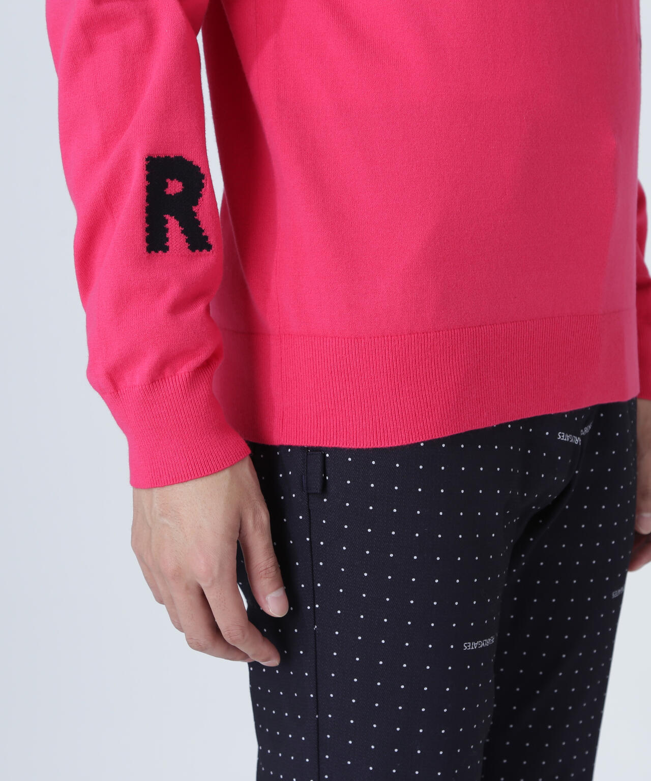 12G部分ジャガードカシミヤタッチコットンハイネックニットプル