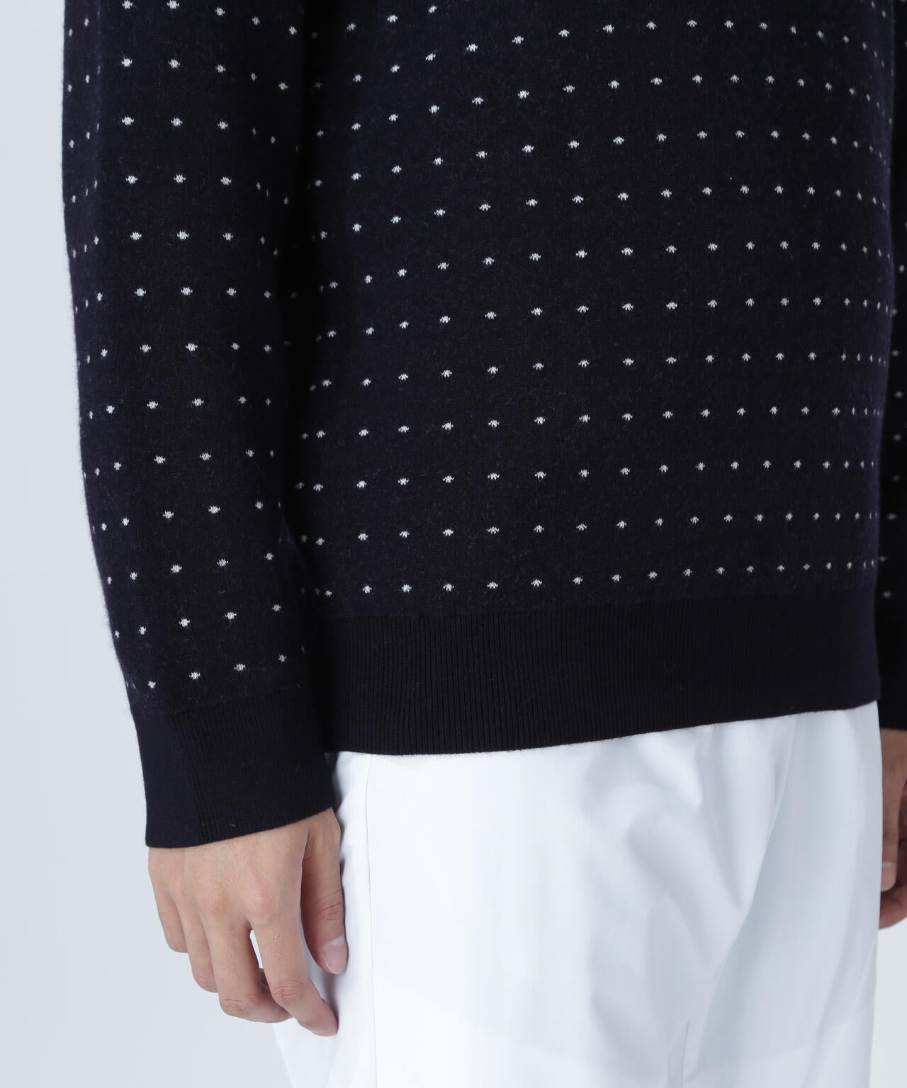 14Gダブルジャガードカシミヤ混クルーネックニットプルオーバー ＜ミニ