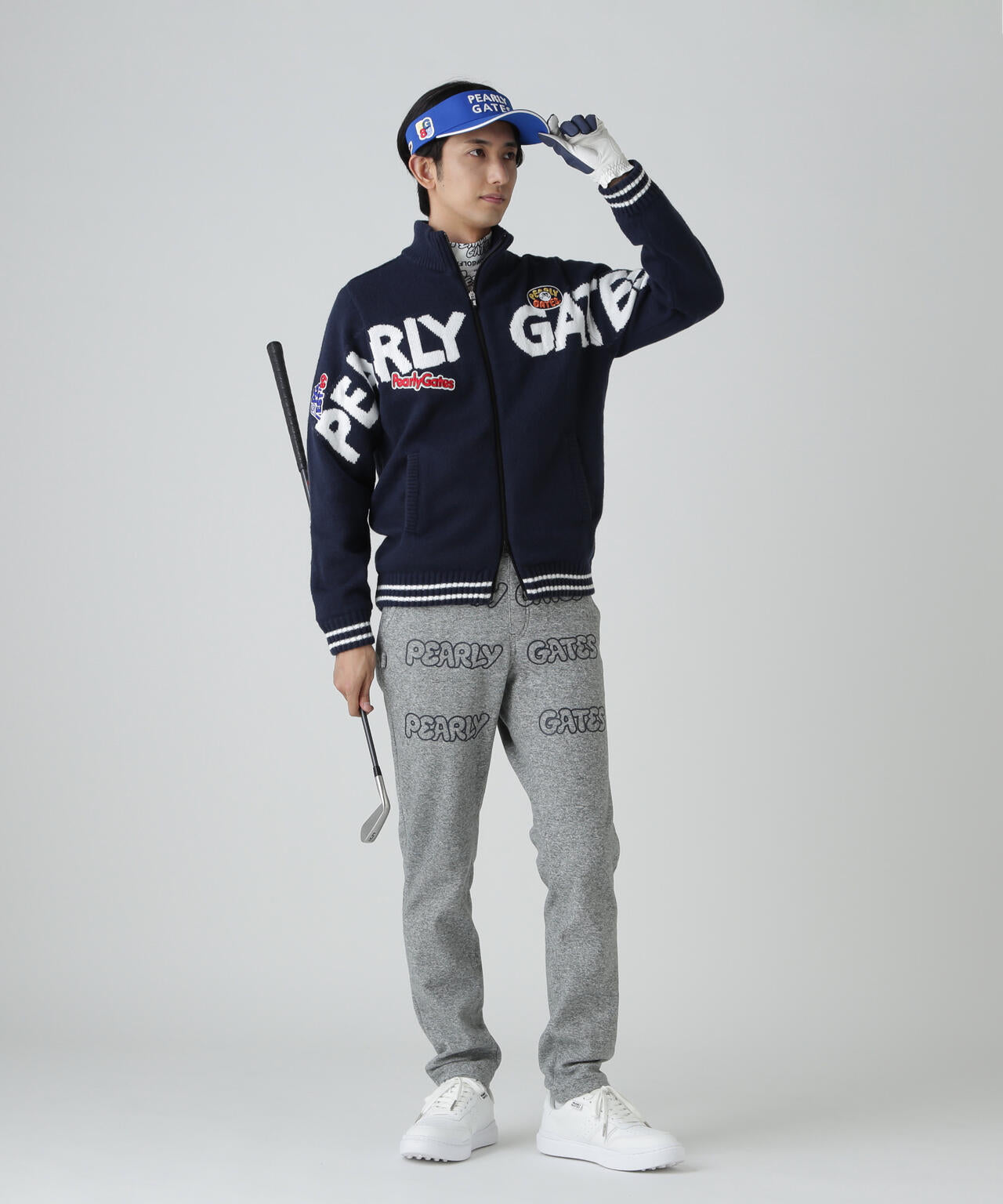 7G部分ジャガード×ストレッチ裏地フルジップニットブルゾン | PEARLY