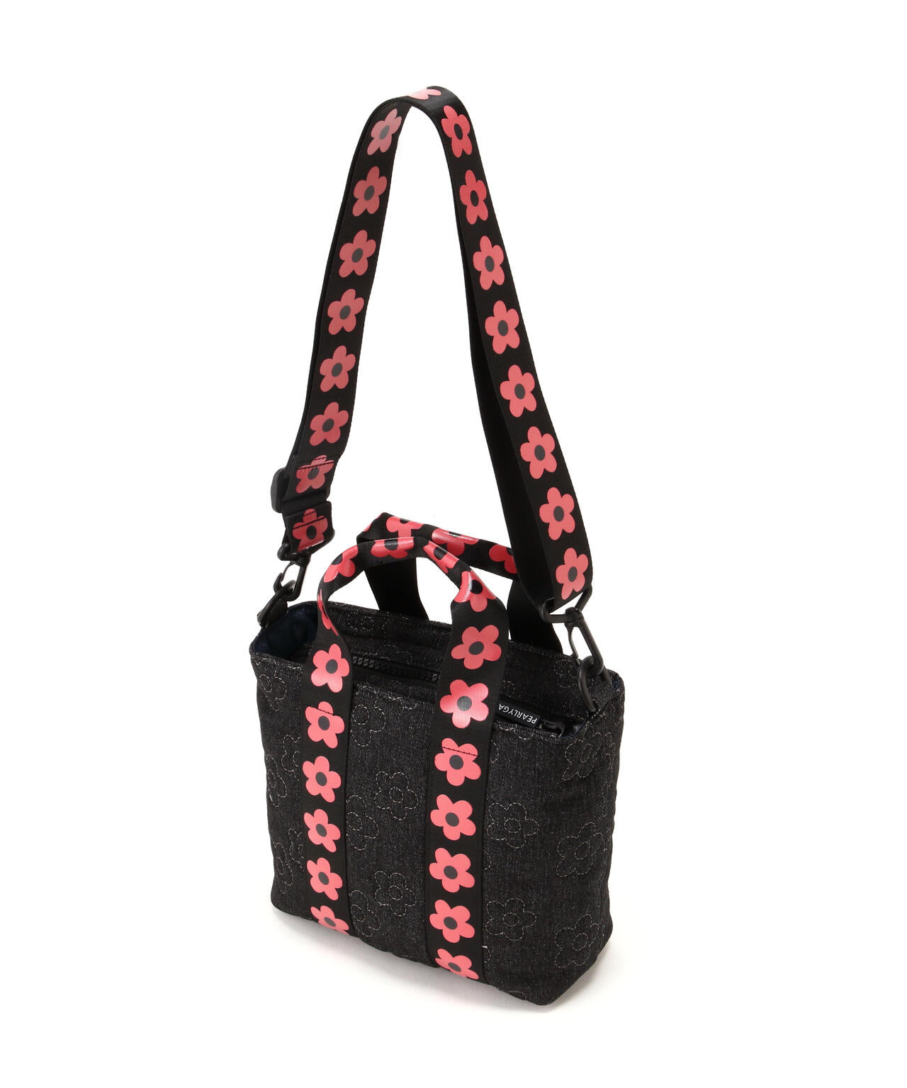美品 PEARLY GATES フラワーカートバッグ ブラック/ピンク PEARLYGATES