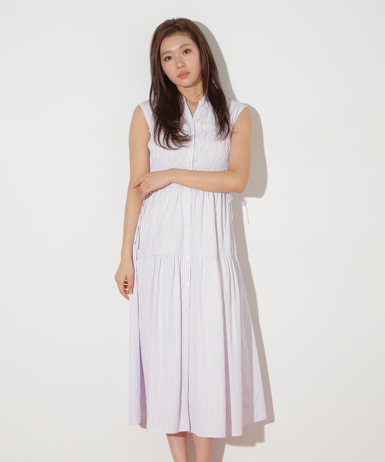 ウエストシャーリングストライプシャツワンピース | JILL by JILL