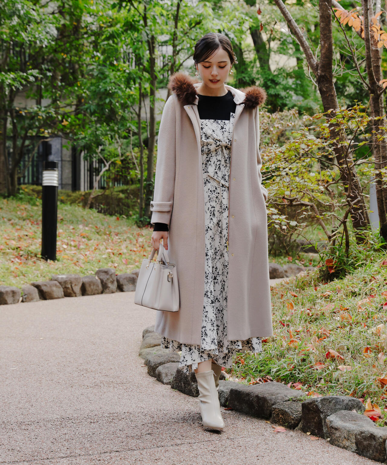 ice Complete ベージュファーロングコート JPN 11 ice Complete