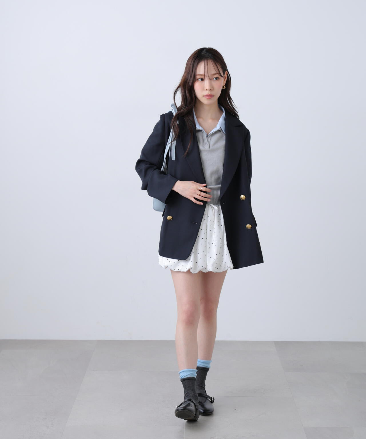 金ボタンダブルブレストジャケット【2サイズ展開】【背中部分：半裏