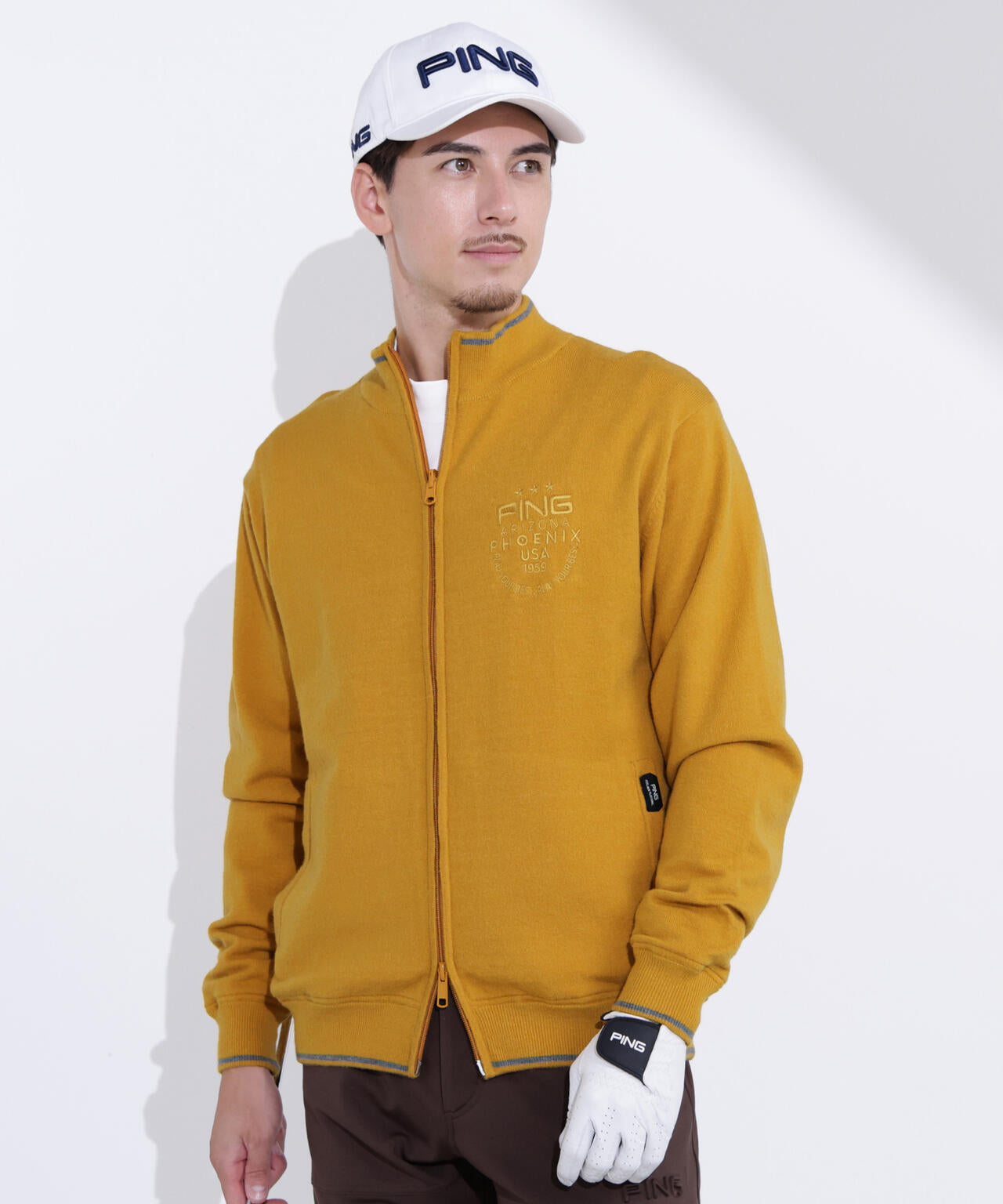 PING APPAREL】プレーンニット/布帛 リバーシブルニットブルゾン