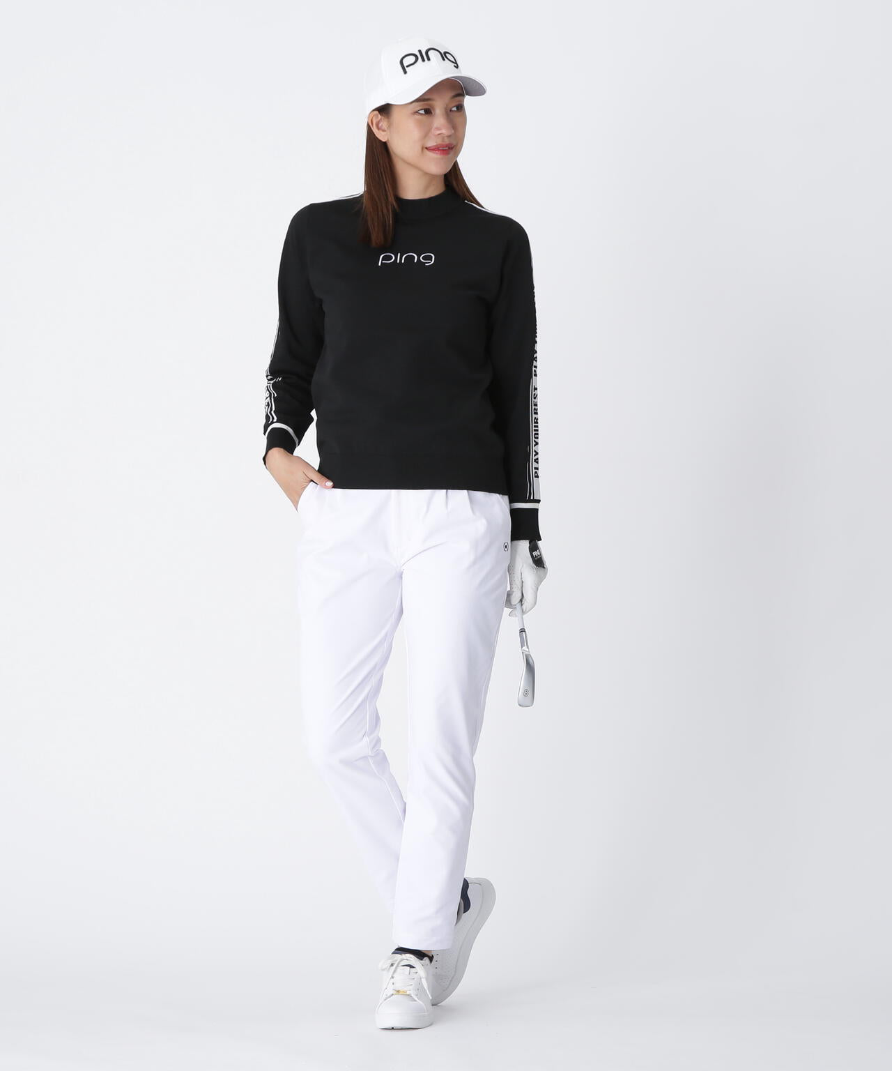 PING APPAREL】ロゴジャカードハイネックニット ＜LADIES LINE