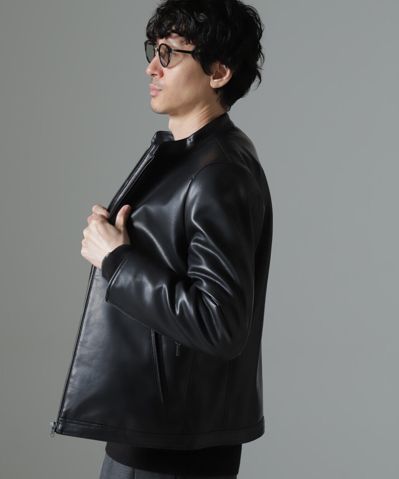 フェイクレザーシングルライダースジャケット | NANO universe（ナノ