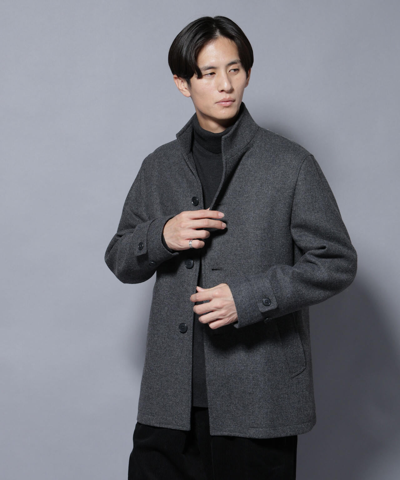 ウール/Nメルトンスタンドカラーコート | NANO universe（ナノ