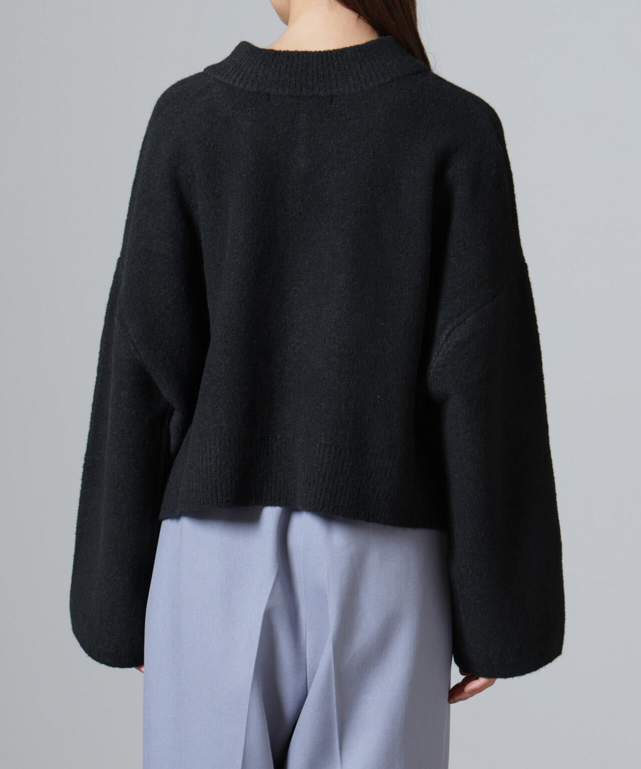 ウール混圧縮ニットワイドVネックプルオーバー | NANO universe（ナノ