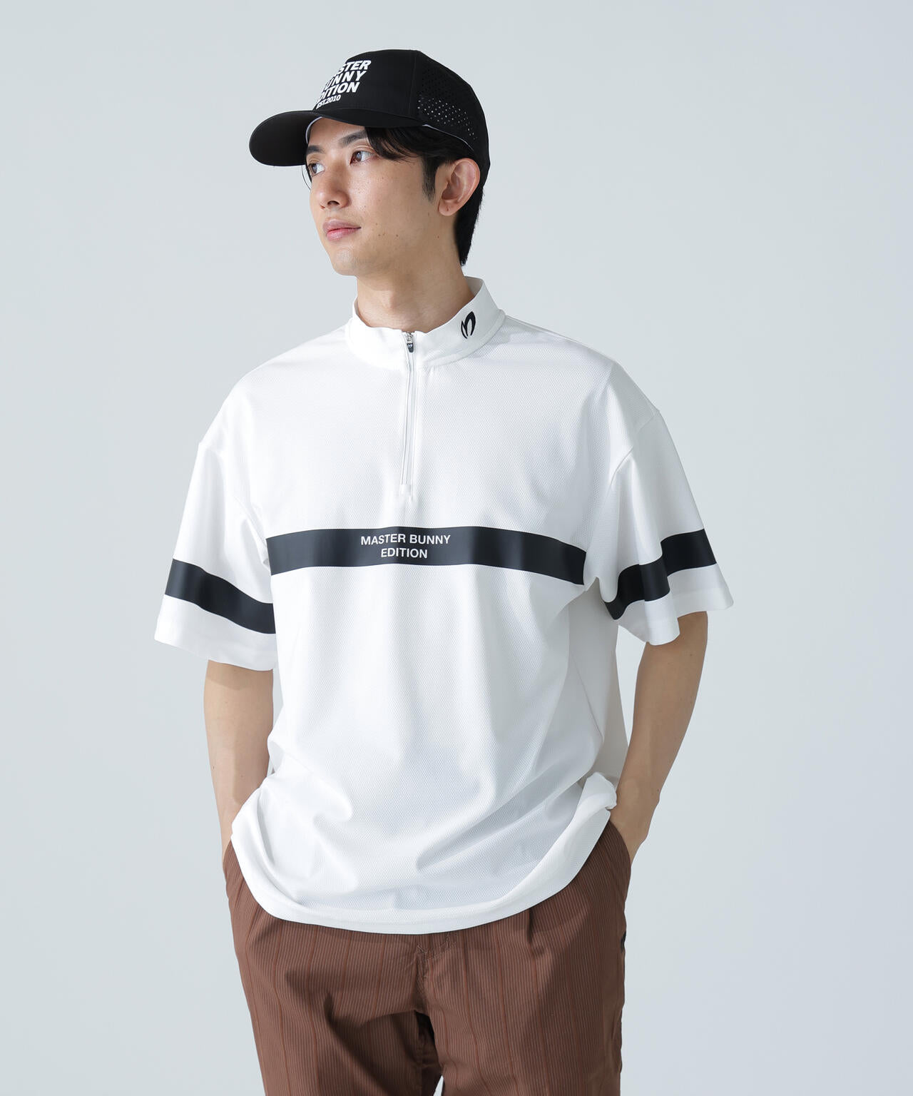 フルダルメッシュ半袖ハーフジップアップカットソー | MASTER BUNNY