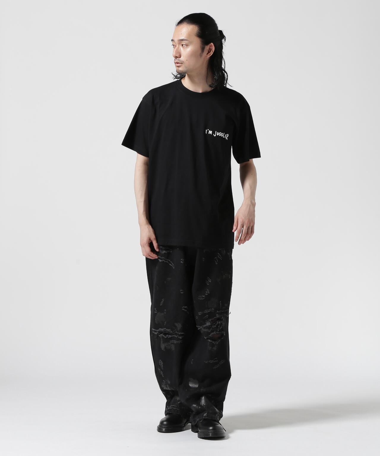 FR(13)NDS/フレンズ/HDKダメージワイドパンツ BLK | ROYAL FLASH