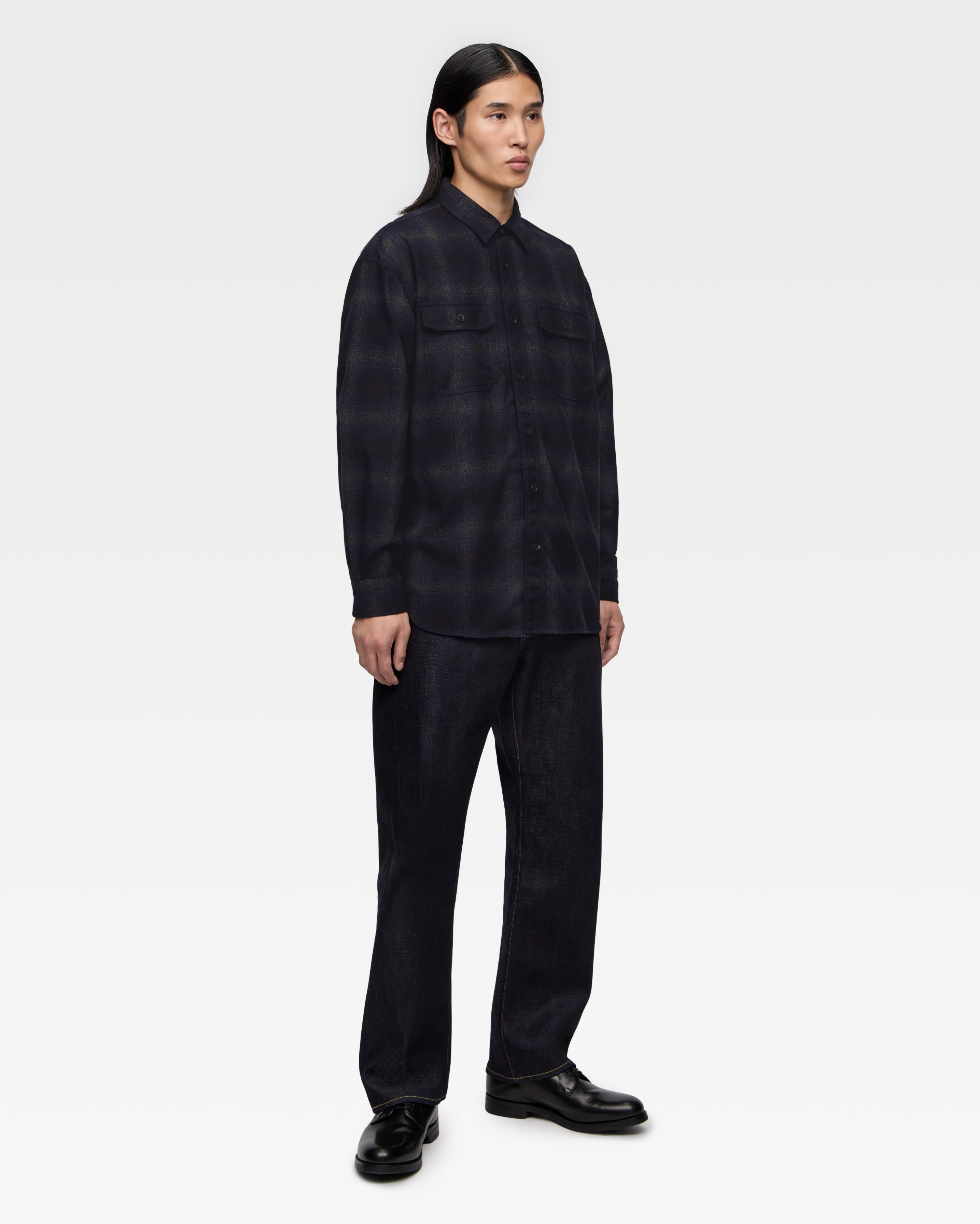 WOOL×CASHMERE OMBRE CHECK L/S SHIRT – MOMOTARO JEANS