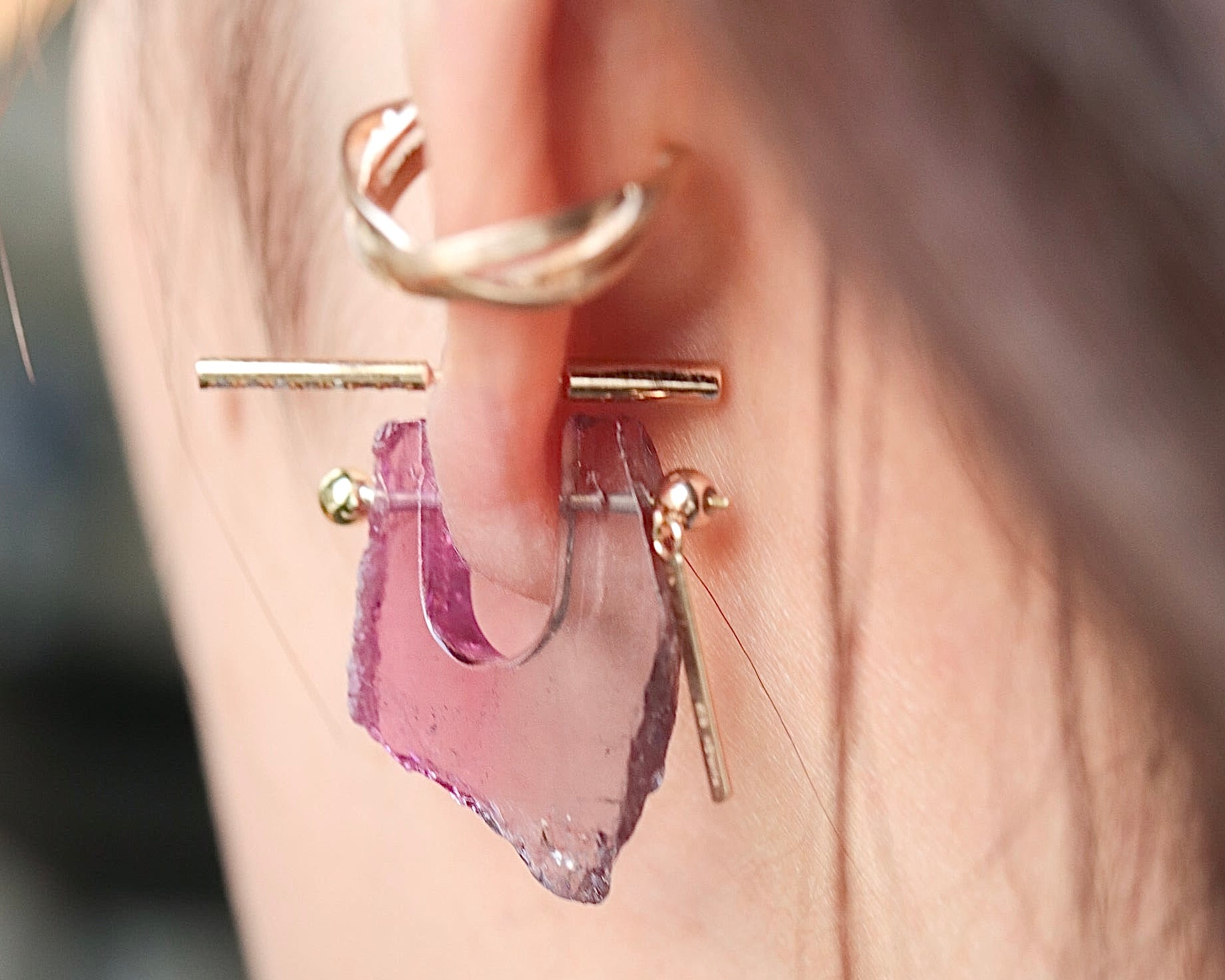 MONAKA Jewelleryモナカロックピアス桜色ガーデンクオーツ