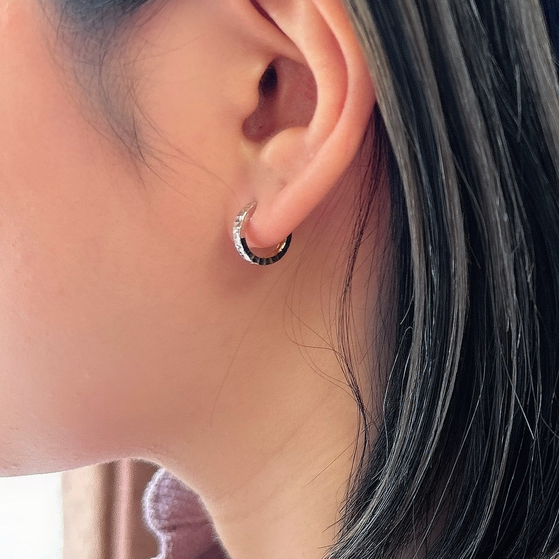 K18/K18WGリバーシブルフープピアス