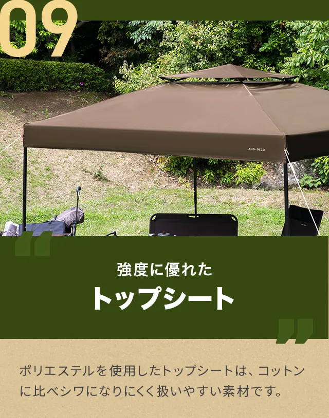 タープテント UVカット 風に強い 防水 新開発のブラックコーティング