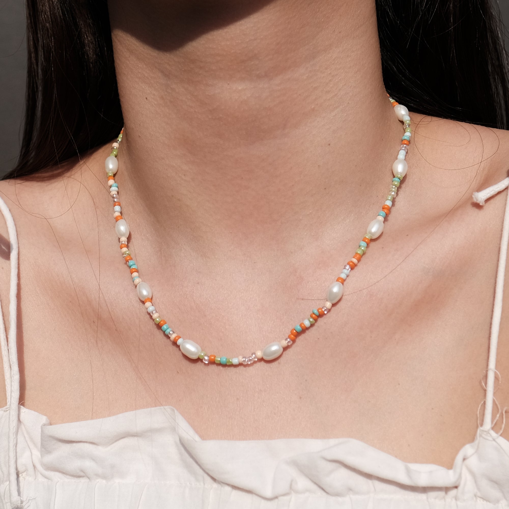 ボヘミアン ビーズ ビーチー パール ネックレス