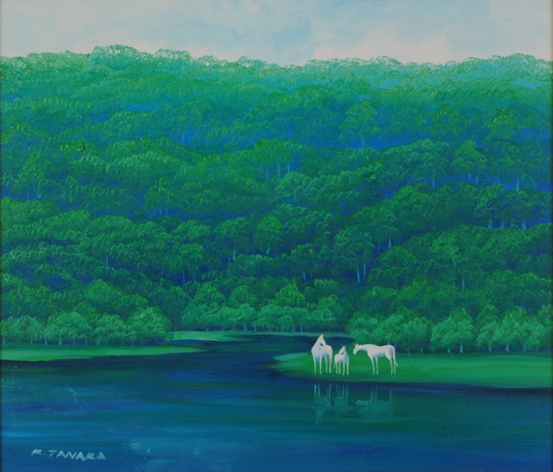 田中幸一 【希望】 白い馬の油彩画 田中幸一 【希望】 白い馬の油彩画