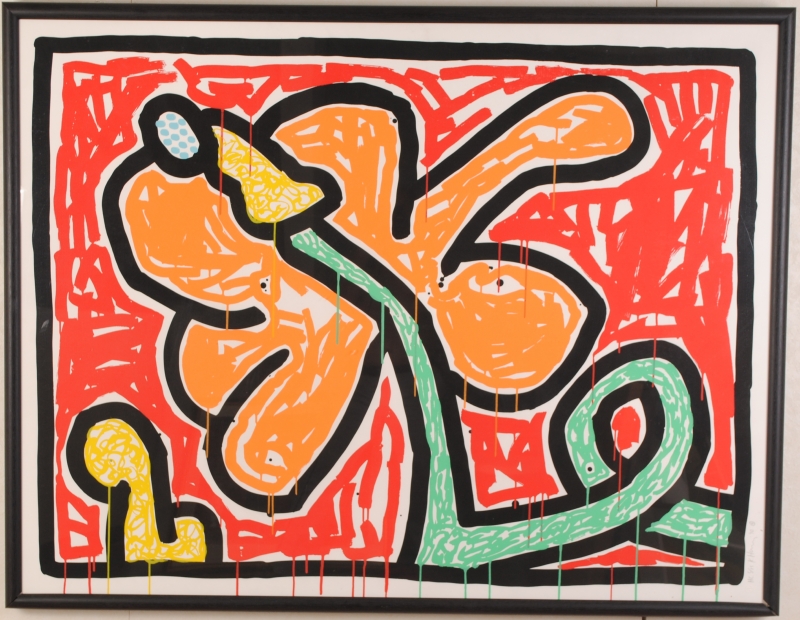 ポップアートの絵をシルクスクリーンの版画で制作したキース・ヘリング