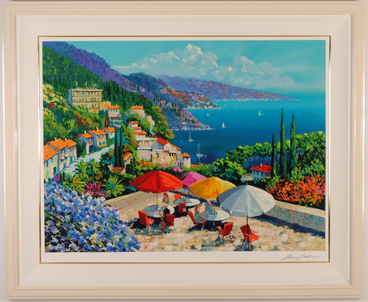 海の絵をシルクスクリーンの版画で制作したケリー・ハーレムの海の絵