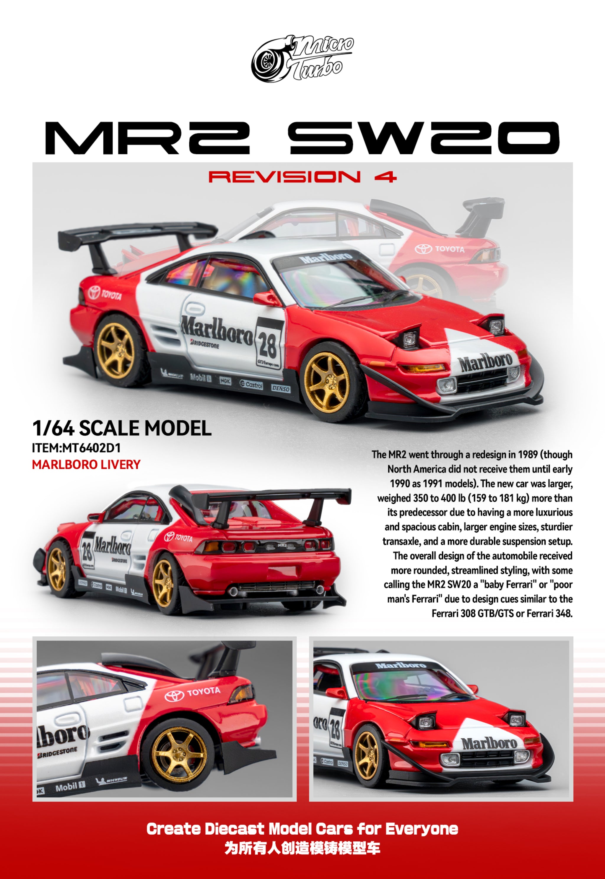 Pre-Order) MicroTurbo - 1/64 Custom MR2 - Marlboro Livery – Microturbo