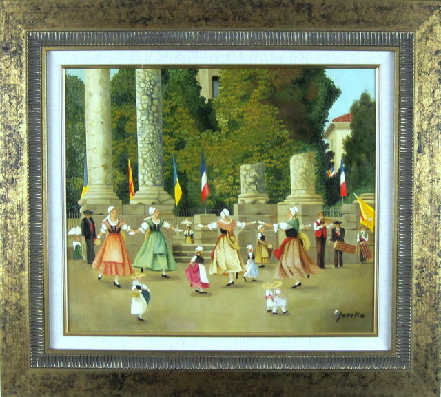 志村好子「アルルの祭り」油彩・F10・額寸675×750mm【送料無料