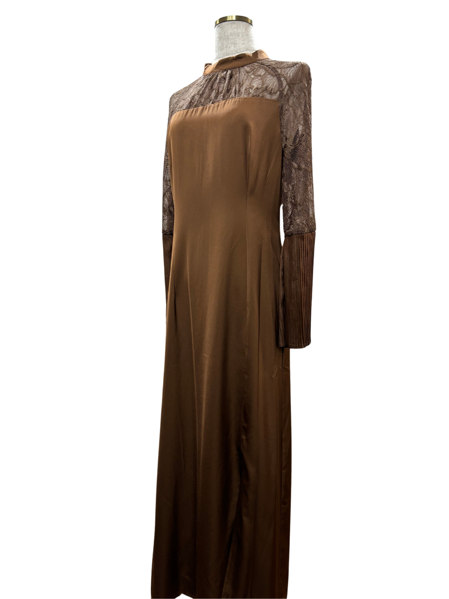 レース切替スリットAラインロングドレスワンピース – ドレスル