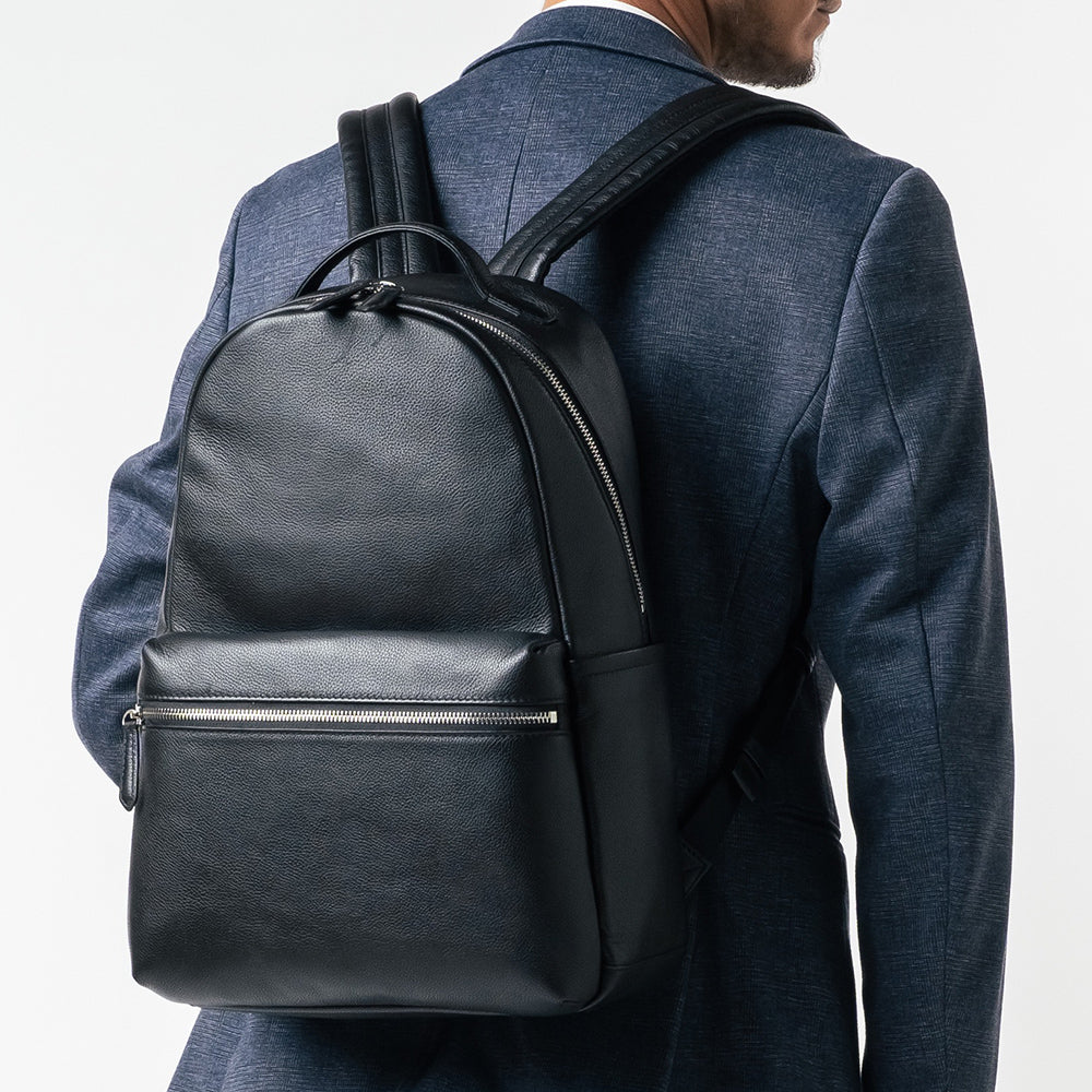 シュリンクレザー ダブルジッパー バックパック 牛本革リュック