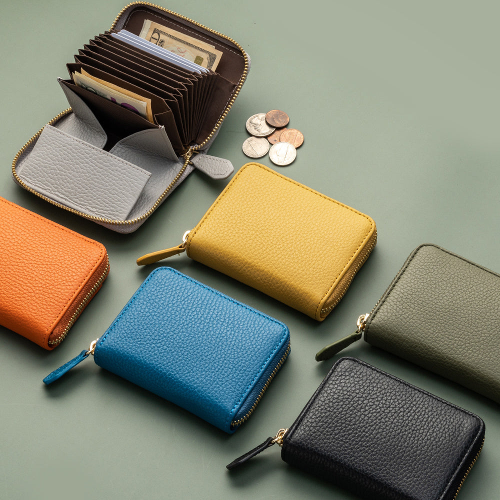 イタリアンレザー スキミング防止 ボックス型小銭入れ コンパクト