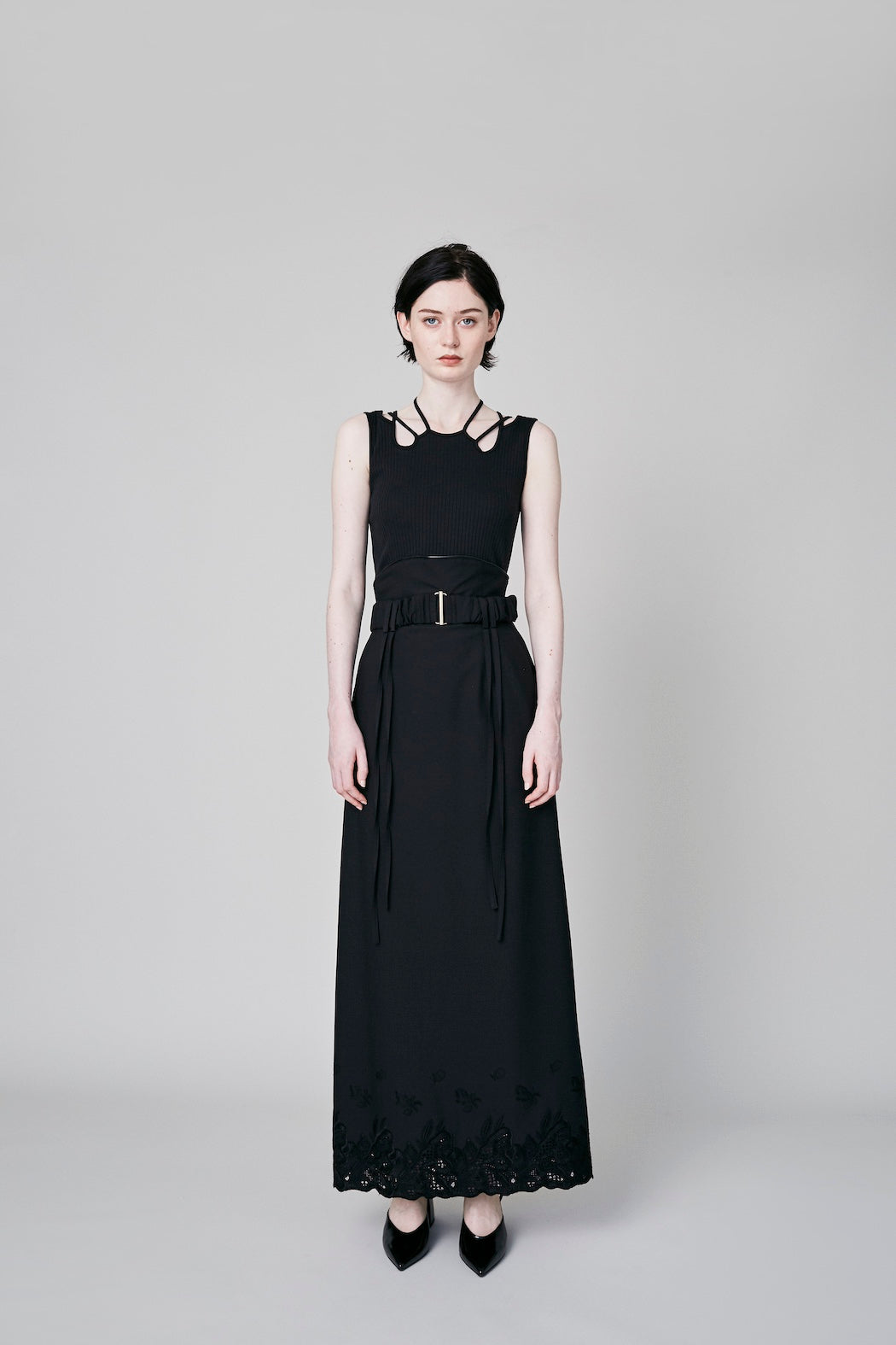 Morpho embroidery skirt (Black)