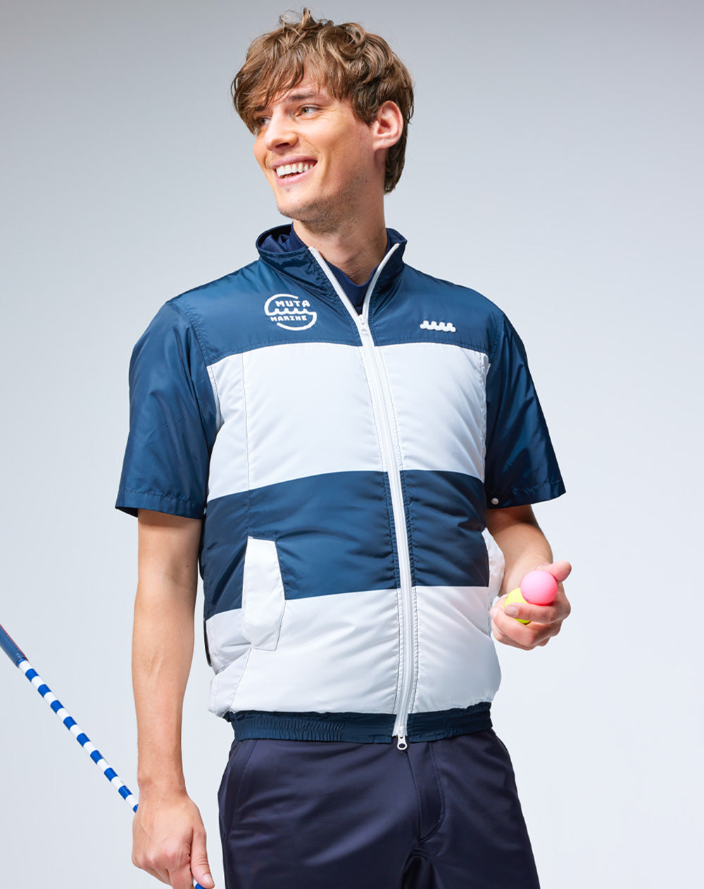 未使用】muta marine GOLF ストライプキルトムーバブルブルゾン 未使用