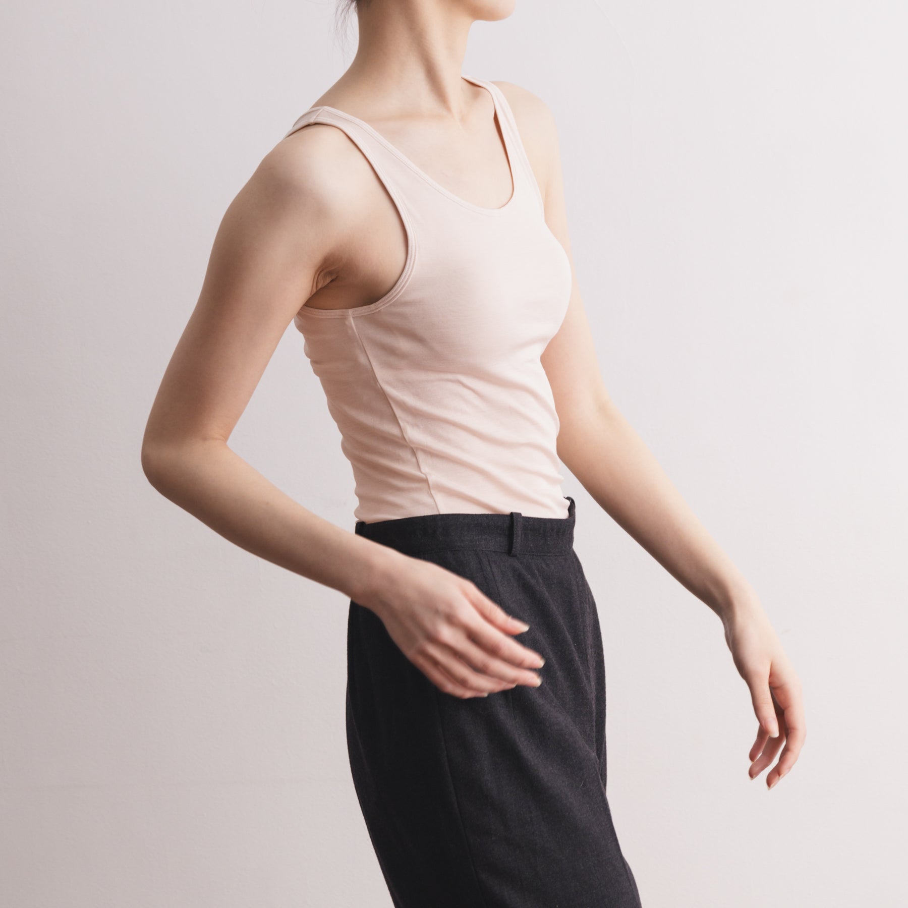 シルク100%タンクトップ, カップ付き, エクリュ／ブラトップインナー