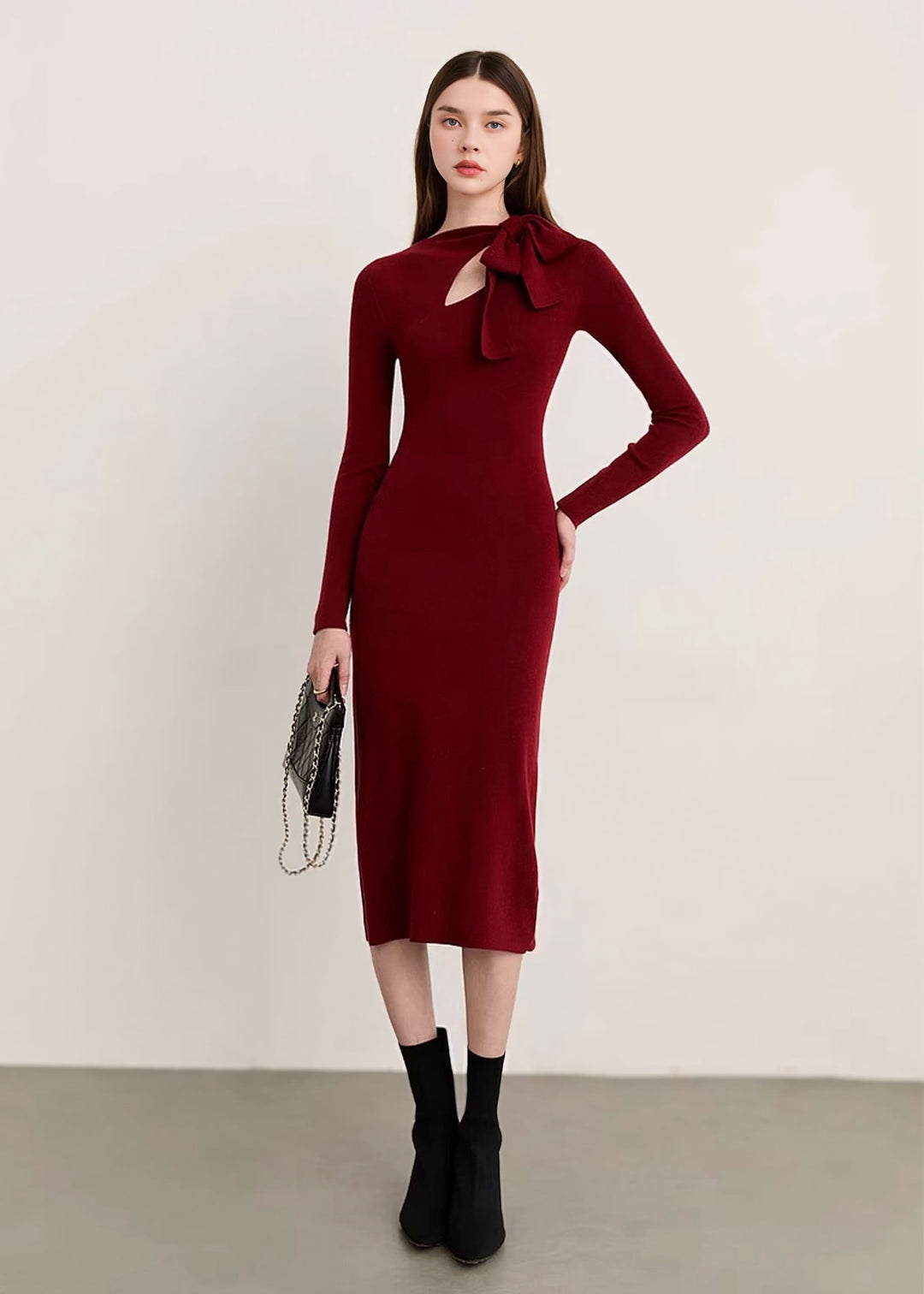 n-frameバーガンディ ドットチュールミニドレス ワンピース エヌ